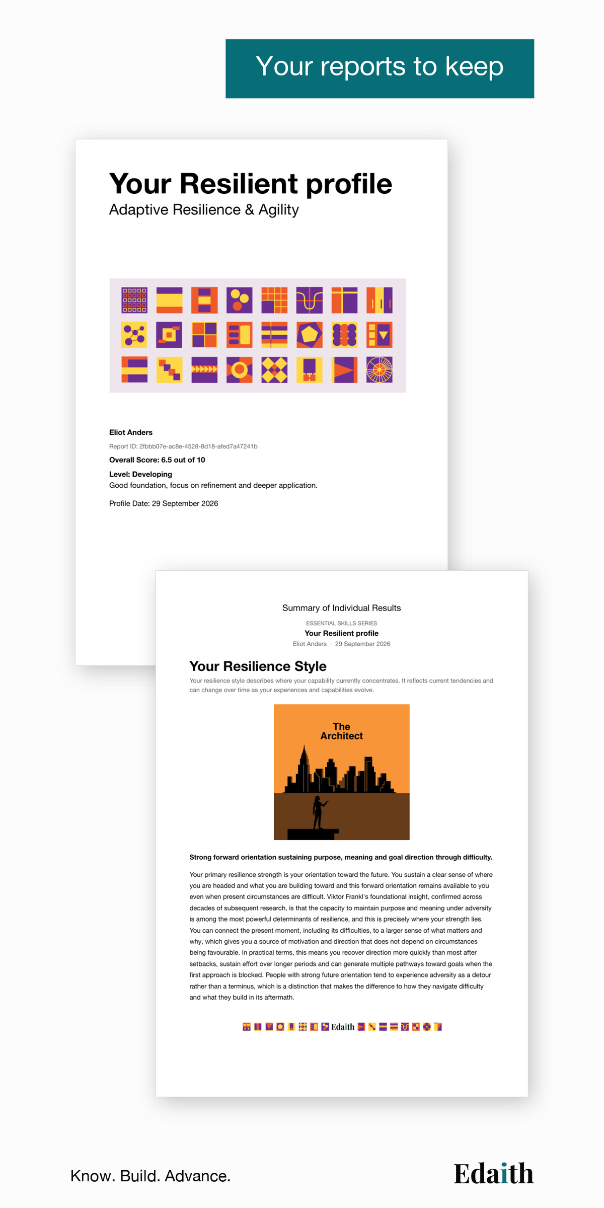 Your reports to keep: your full Resilient report and summary, as PDFs